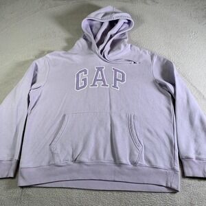 Gap Hoodie Mens Large Lilac Purple Pullover Fleece Sweatshirt GAP Logo Pocket